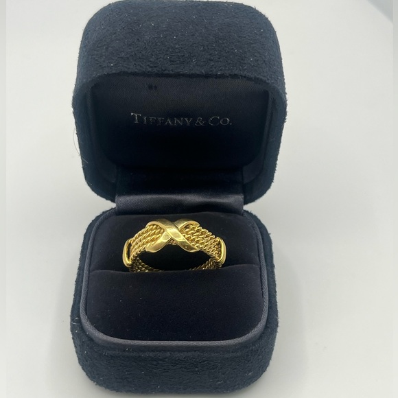 Tiffany & Co. 18K Yellow Gold Schlumberger X Rope Ring - Picture 2 of 9